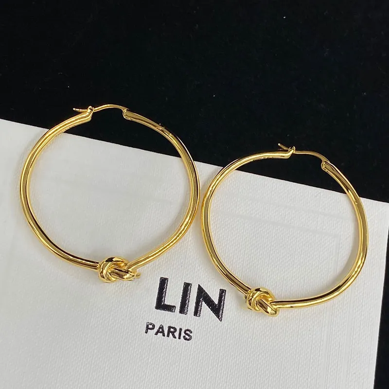 2023 Designer Knoop Hoops Oorbellen Dames Gouden Sieraden Luxe Huggie Earring Klassieke Cirkel Hoop Jewlery Charm Oorbellen Stud Earing CYD239086-3