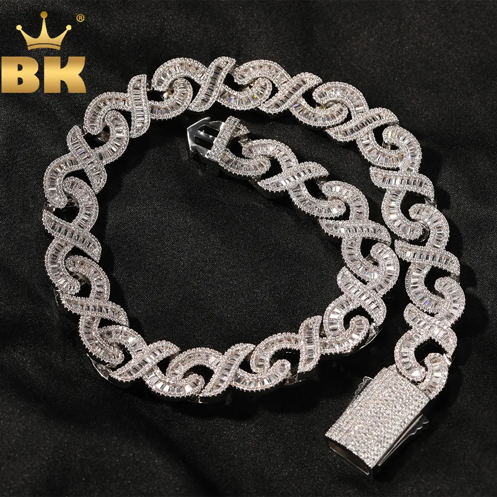 Pendant Necklaces THE BLING KING 15mm Infinity Cuban Baguettecz Necklace Iced Out Square Cubic Zirconia HipHop Fashion Jewelry For Party Gift 230908