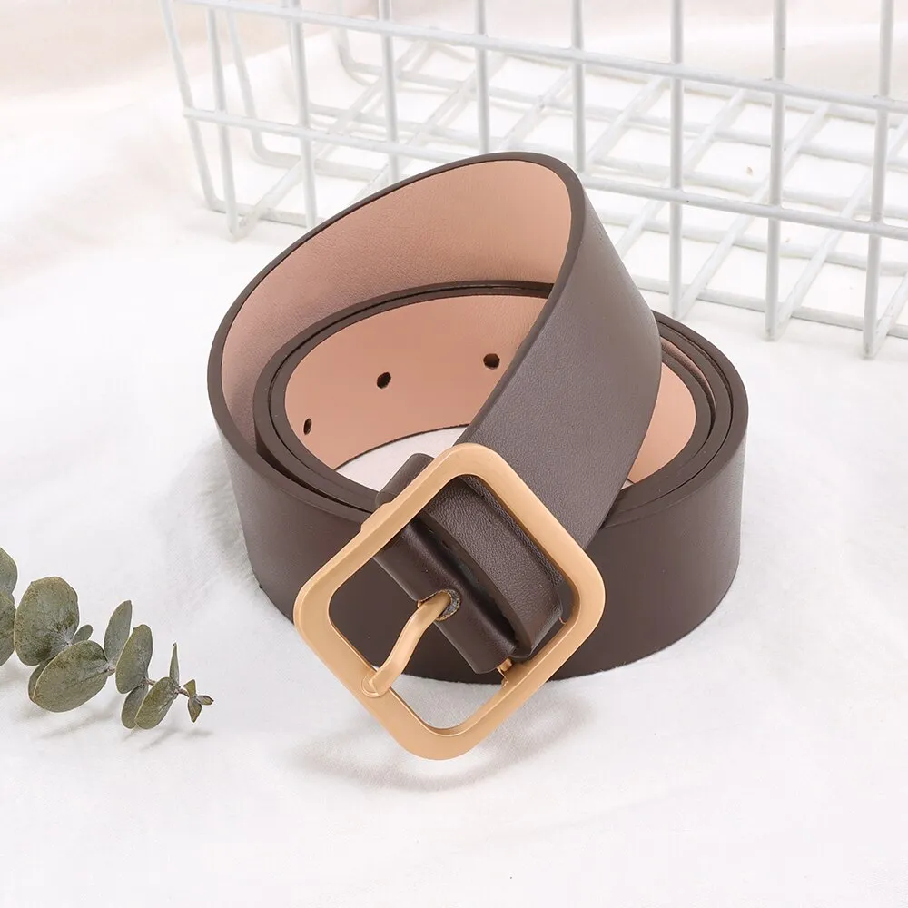 Nya kvinnor Belt Square Buckle Student Fashion Korean Style Trendy Decorative Belt