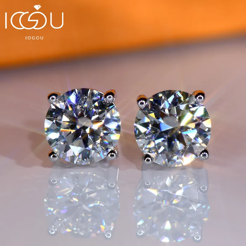 Stud IOGOU luxe 11MM 5ct réel gros diamant boucle d'oreille pour les femmes classique 925 en argent Sterling boucle d'oreille bijoux certificat 230907