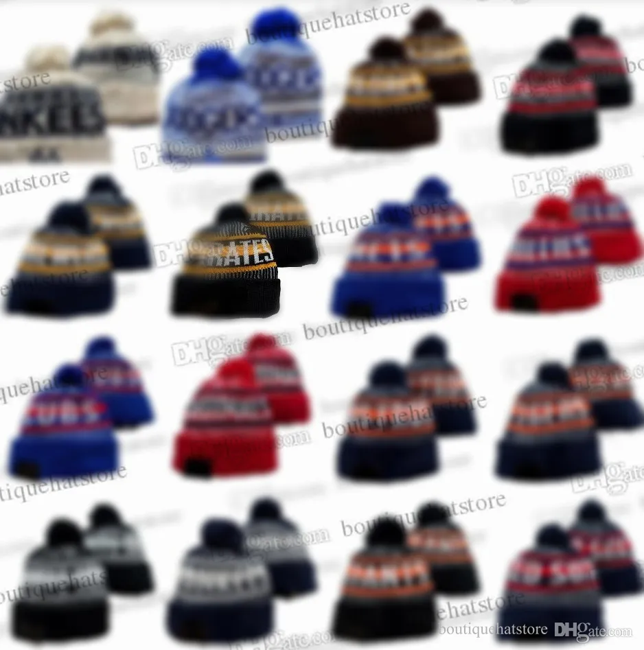 2023 New 32 Mix Colors Basball Beanies with Funny Pom Classic Fashion Baseball All Team Sport Knitted Hats A D SF SD Winter Wool Skullies