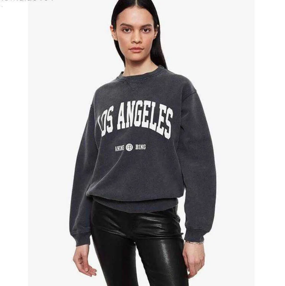 Ny A Bing Women's Pullover Sweatshirts Classic Style City Letter Paris Burst Print tröja Tryckt tvättad rund hals bomull långärmare huvtröja kvalitet