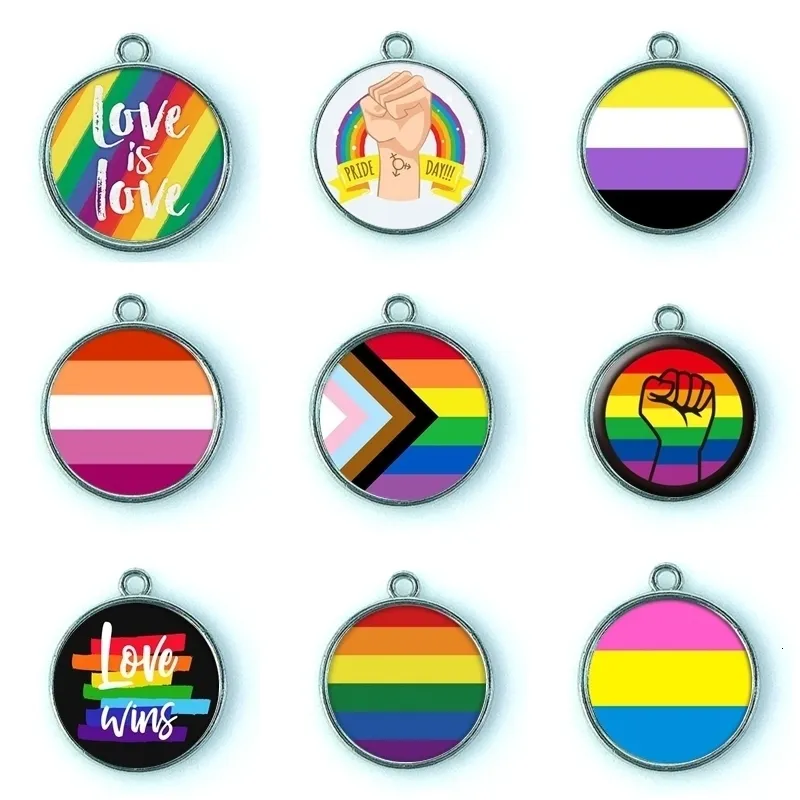 Charms 20st Color Rainbow Gay Lesbian LGBT Pride Dingle Charms Pendant smycken Tillbehör för DIY -armband Halsbandsmycken som gör 230907
