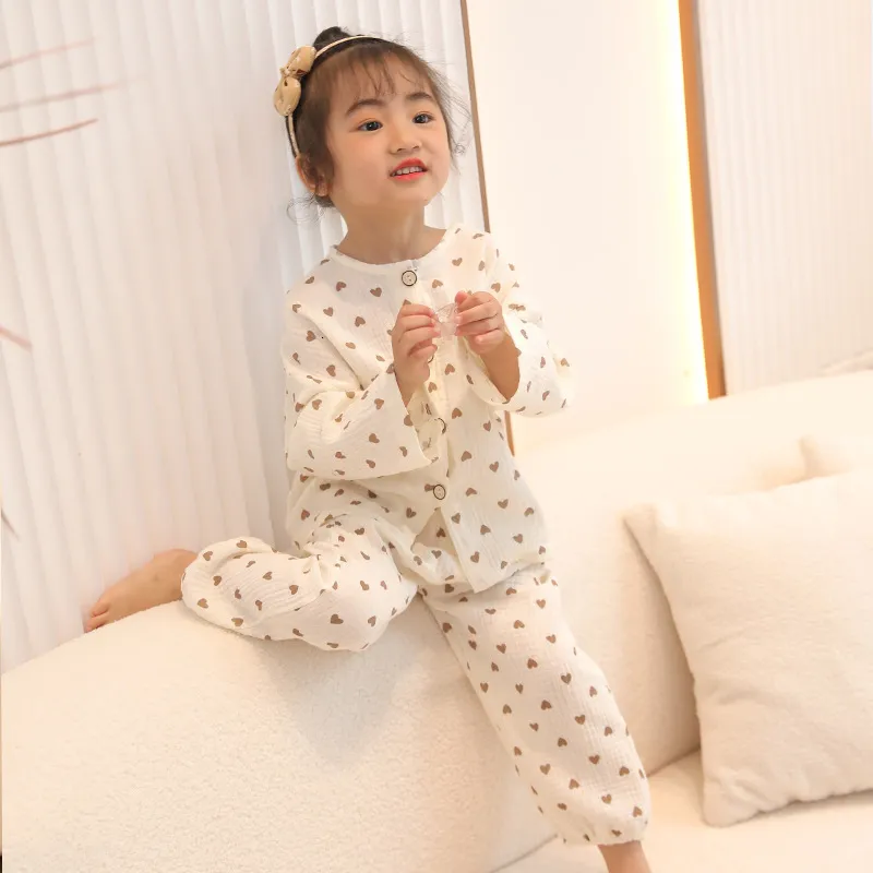 Pijamas de muselina de algodón para niños, ropa de dormir para