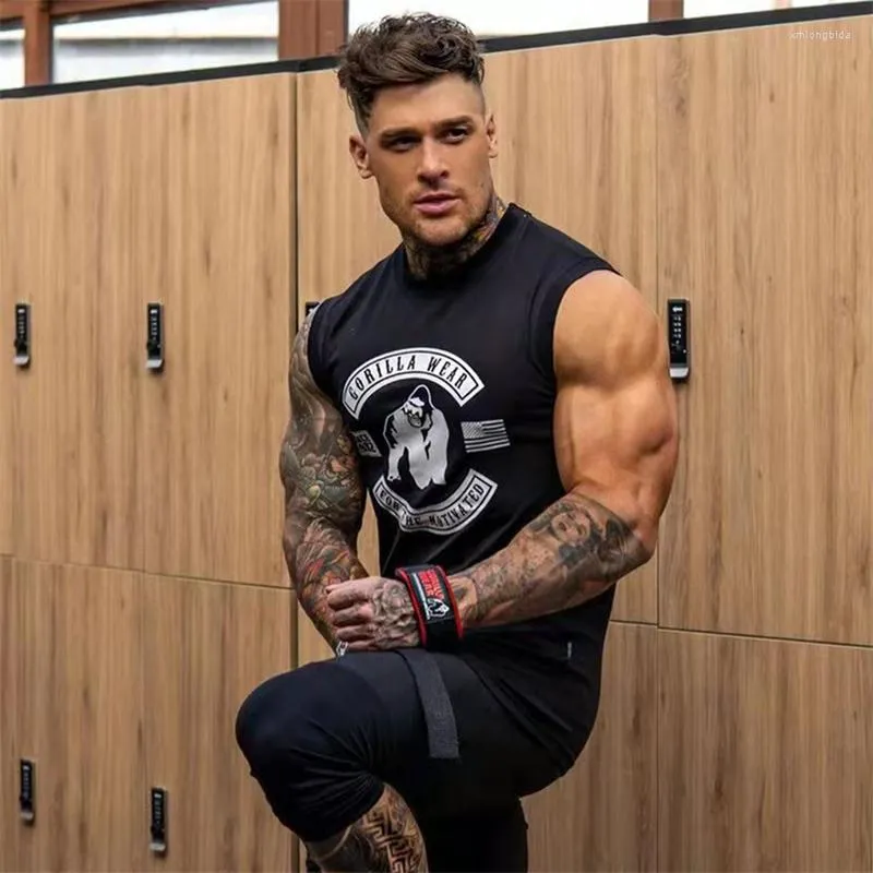 Men Casual Sleeveless Hooded Vest Tank Top T-shirt Sport Gym Lace-up Hoodie Tee