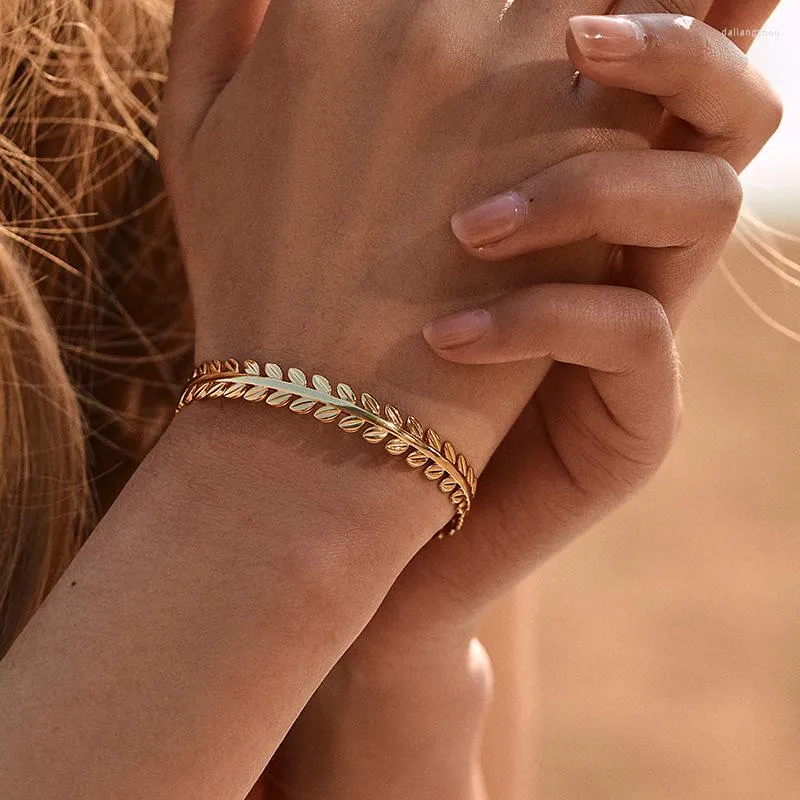 Браслет Minar Dainty, 18 К, настоящее золото, латунь, металлические браслеты с листьями для женщин, открытый регулируемый подарок на день рождения