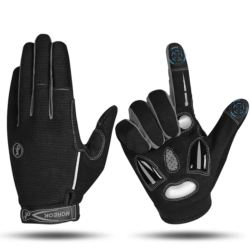 Gants de sport MOREOK cyclisme doigt complet vélo d'hiver 5MM coussinets de gel liquide anti-dérapant absorbant les chocs vélo à écran tactile 230907