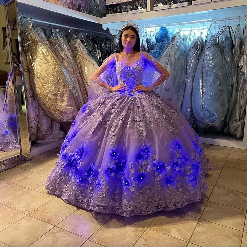 Vestido De Princesa Púrpura Leve Quinceanera Pretty Cape Puffy Ball Vestido  Doce 15 16 Vestidos De Formatura Vestidos De Baile Vestidos De 15 Anos De  Verycute, $540,81 | DHgate, image size:1000x999