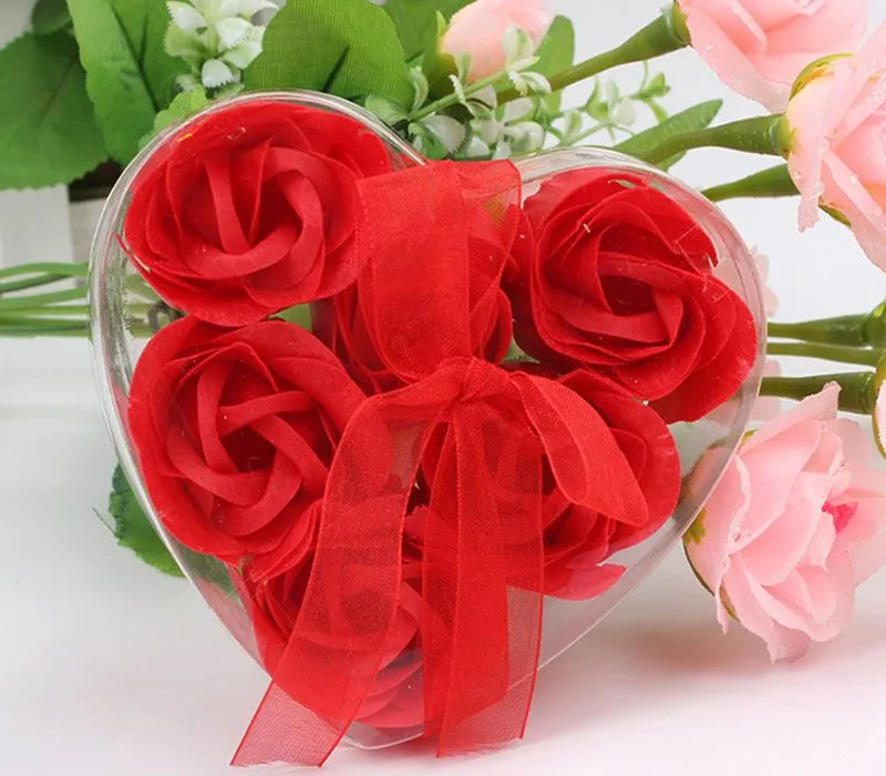 =one box High Quality Mix Colors Heart-Shaped Rose Soap Flower For Romantic Bath Soap Valentine&#039;s Gift