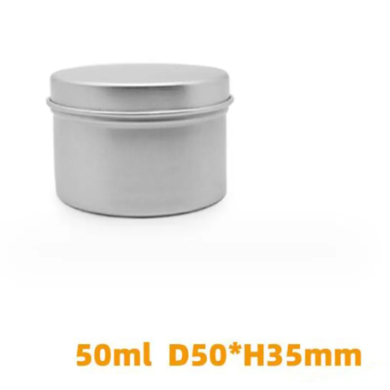 50g Empty Aluminium Cream Jars Can Tin Box 50ml Aluminum Tins Metal Lip Balm Candle box Tea Ointment Body Wax House Oil Container 50 x35mm