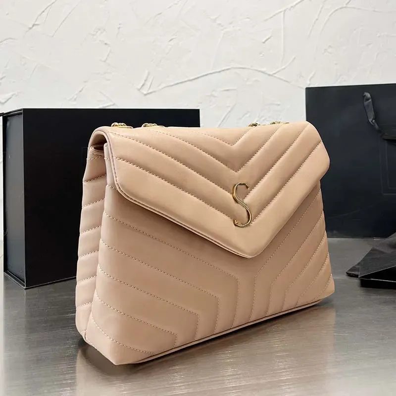 Tasarımcı Çantalar Zincir Crossbody Çantalar Kadın Omuz Zarf Torbası Çanta Y Şeklinde Cephe Deri Gerçek Deri Deri Donanım Harfleri Hasp Yüksek Kaliteli Çanta