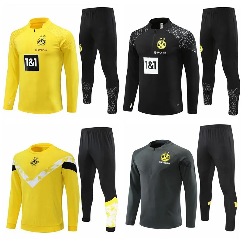23 24 Kids Borussia Tracksuit Jacket Soccer Sets Full Zipper Dortmund Training Football Set Survetement Tracksuits