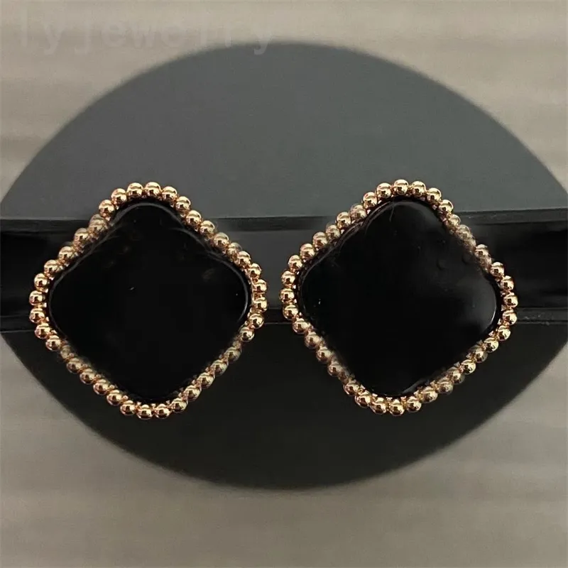 Boucles d'oreilles trèfle designer pour femmes ohrringe tendance petite fleur orecchini bijoux de luxe unique dame noire boucles d'oreilles design simple ZB002