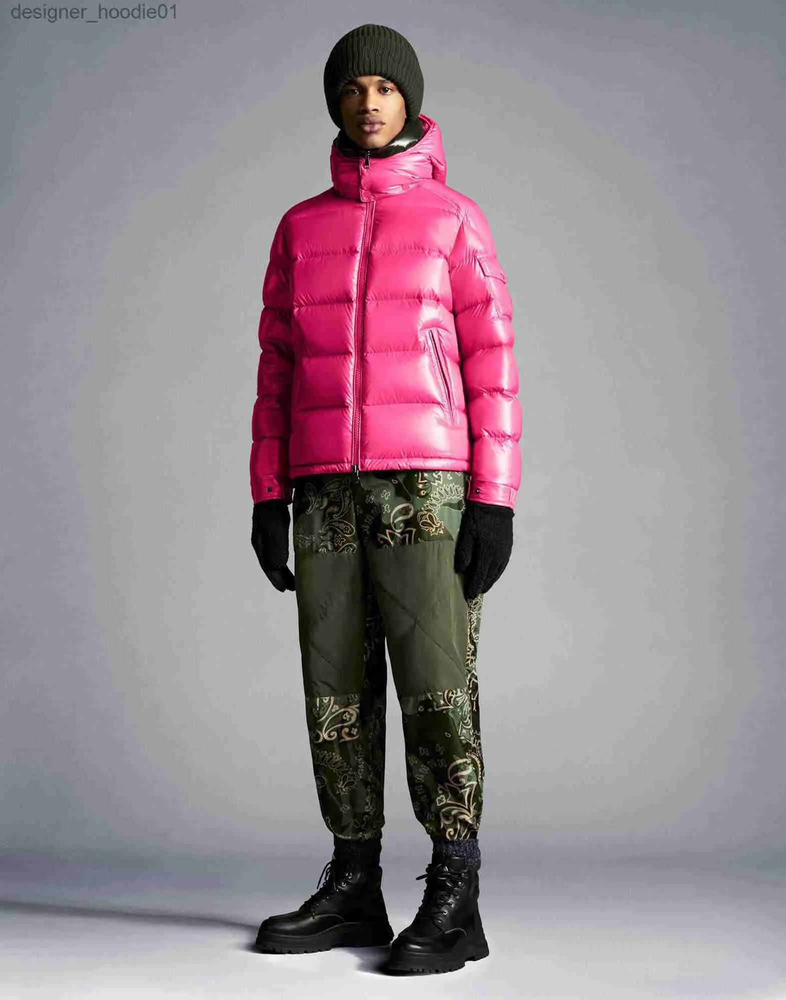 Para mujer abajo Parkas Diseñador Hombres Chaquetas de plumón Pink Puffer Jacket Invierno Cálido Cardigan Abrigo Acolchado Ropa exterior Moda Marca francesa Bolsillo Cremallera Decoración Abrigos Deta