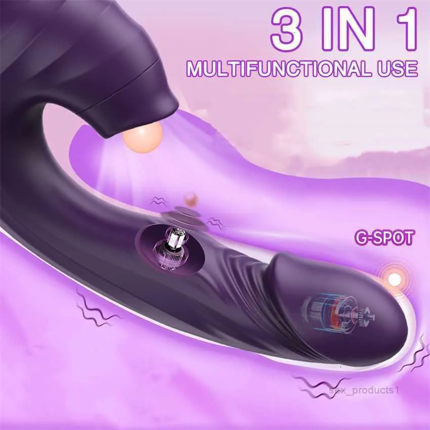 Sex Massager Automatisk tunga slickande vibratorer för kvinnor 3 i 1 klitstimulator Sucker Dildos Masturbator Kvinna Fast Orgasm vuxen Toylcnv