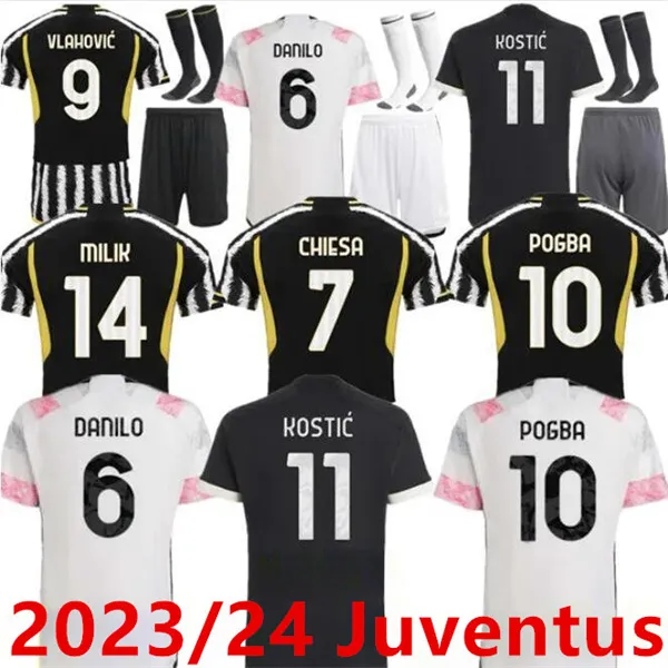 Fans camisetas de fútbol 2023 2024 hogar lejos MILIK DI MARIA VLAHOVIC KEAN POGBA CHIESA McKENNIE LOCATELLI mejores camisetas 23 24 hombres y kits para niños unifor Juvent