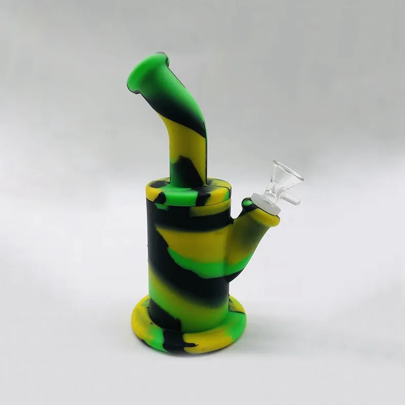 Ny stil färgglad silikon innovativa bong pipes kit olje rig stil glas filter handtag tratt skål enkel ren ört tobak cigaretthållare röker handpip