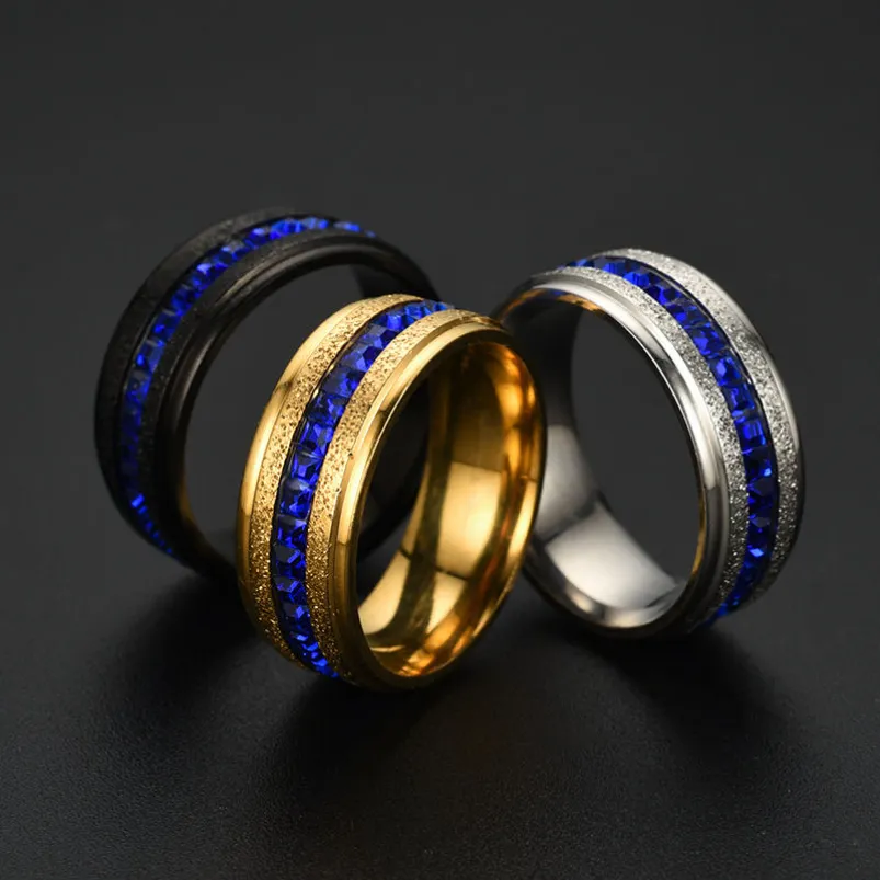 Zaktualizuj pierścionki z diamentem stali nierdzewnej Mroźne pierścionki zaręczynowe dla kobiet biżuteria modowa