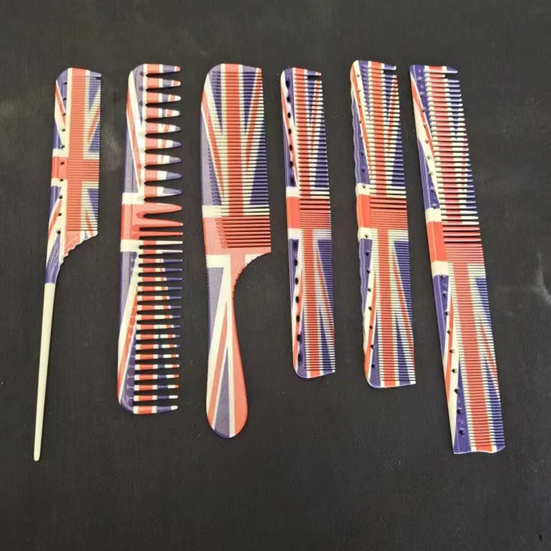 Wholesale of new plastic flag printed hair combs, multiple combinations, hair salons, home combs, hair tools
