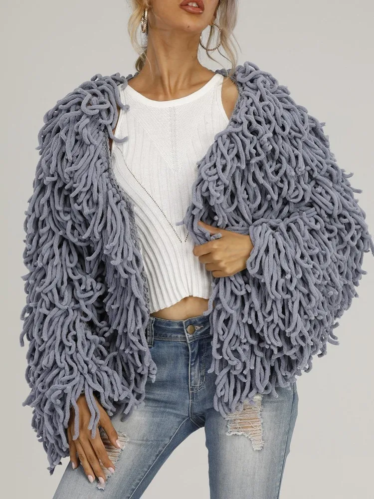 Kadın Kürk Sahte Kürk Moda Moda Kat Sonbahar Kış Kış Sivil Peluş Peluş Kazak Ceket Örme Knited Üst Kadınlar Abrigo Mujer Invierno 230908