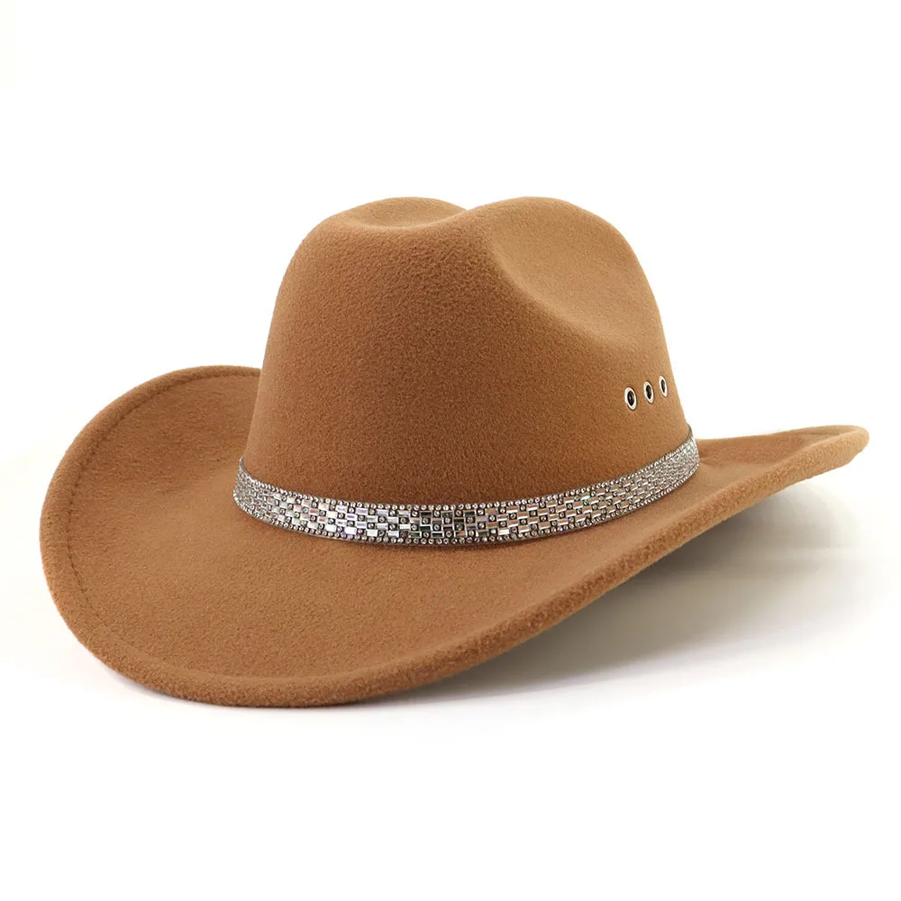 Chapeau Western Feutre – Unisexe Adulte – Large Bord – Avec Boucle De Ceinture – Vintage