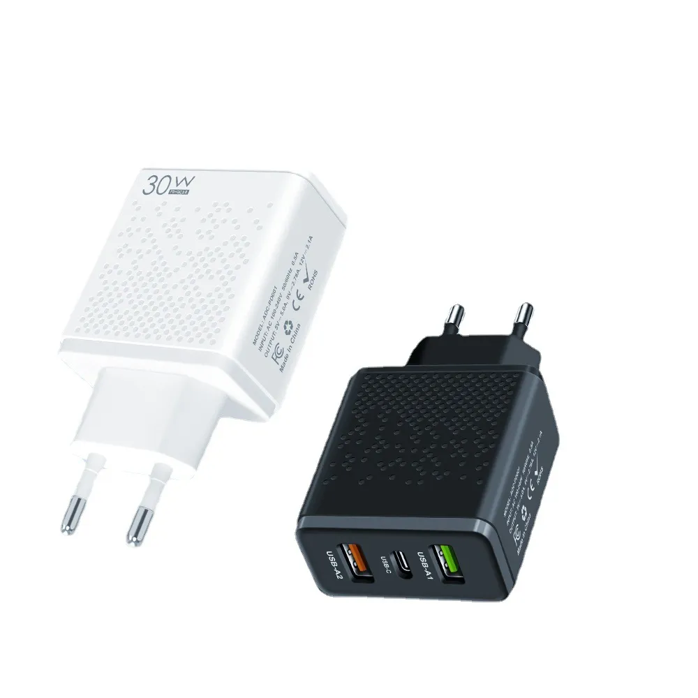 Зарядные устройства PD 12 Вт USB Type C Быстрое зарядное устройство QC3.0 USBC Быстрая зарядка Двухпортовое зарядное устройство для телефона для смартфона Черный Белый