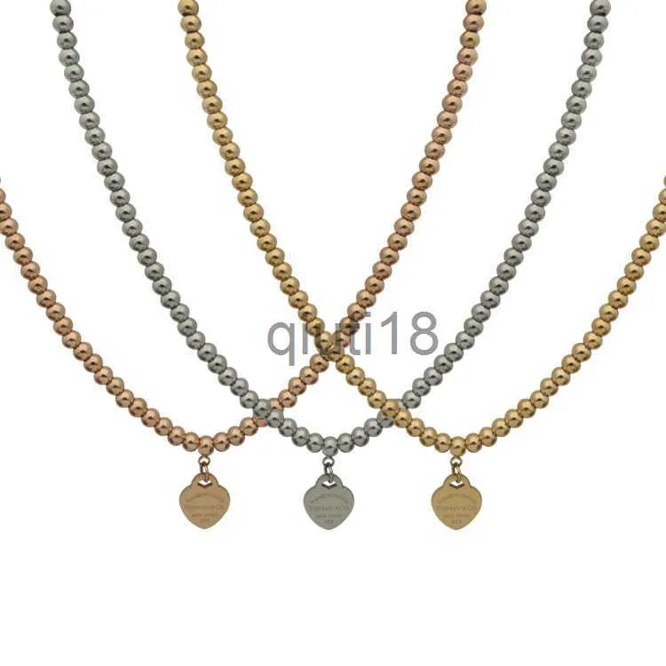 Pendant Necklaces Womens Pendant Necklaces Peach Heart Ball Chain Necklace Designer Jewelry GoldSilverRose Bead Necklace Complete Brand as Wedding Christmas Gif