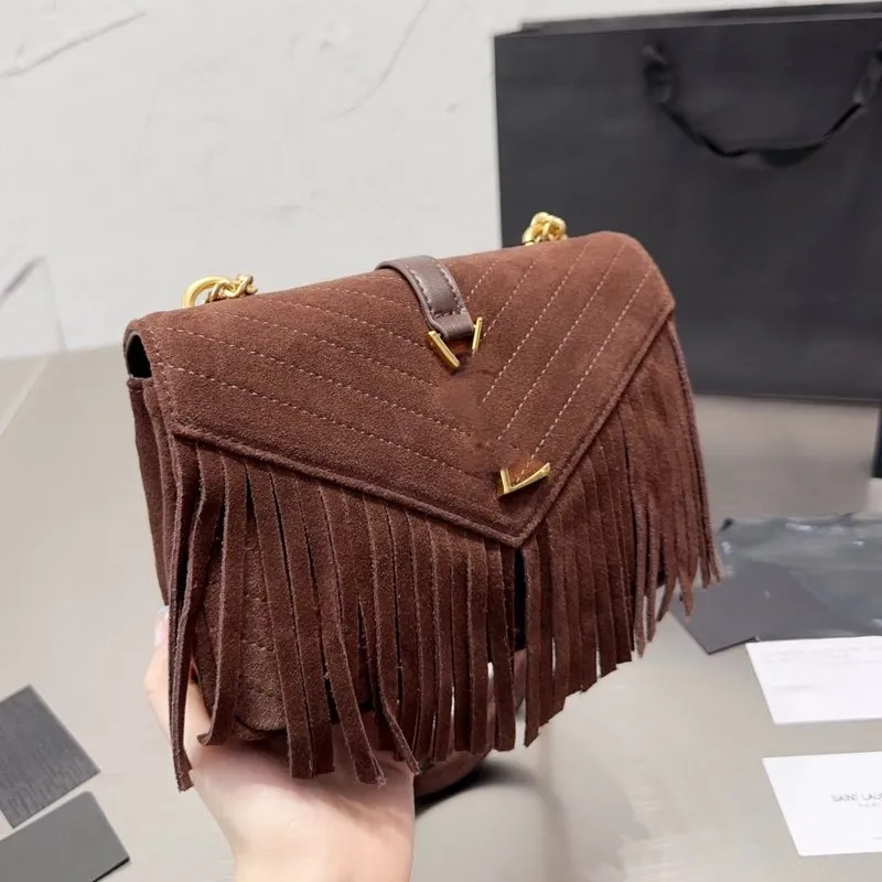 Высококачественная дизайнерская сумка через плечо Женская сумка через плечо Модная сумка классический дизайн с кисточками из замши с цепочкой для рук сумка через плечо