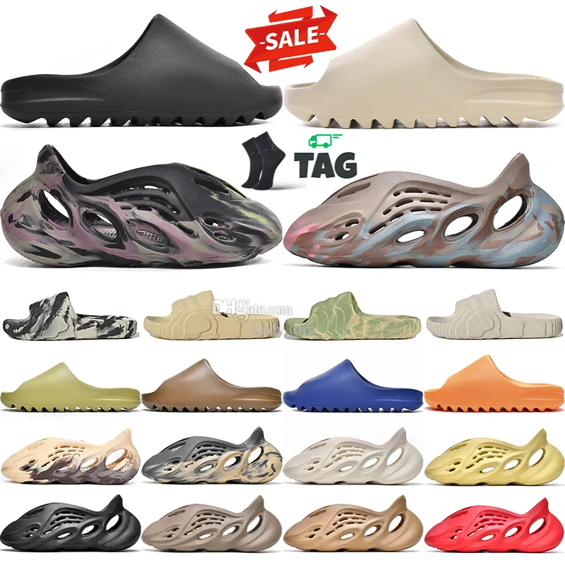 Slider Slide Designer Espuma Runner Chinelos para Mens Womens Sandálias Clog Eva Confortável Brilho Verde Fuligem Onyx Preto Osso Resina Deserto Areia Pura