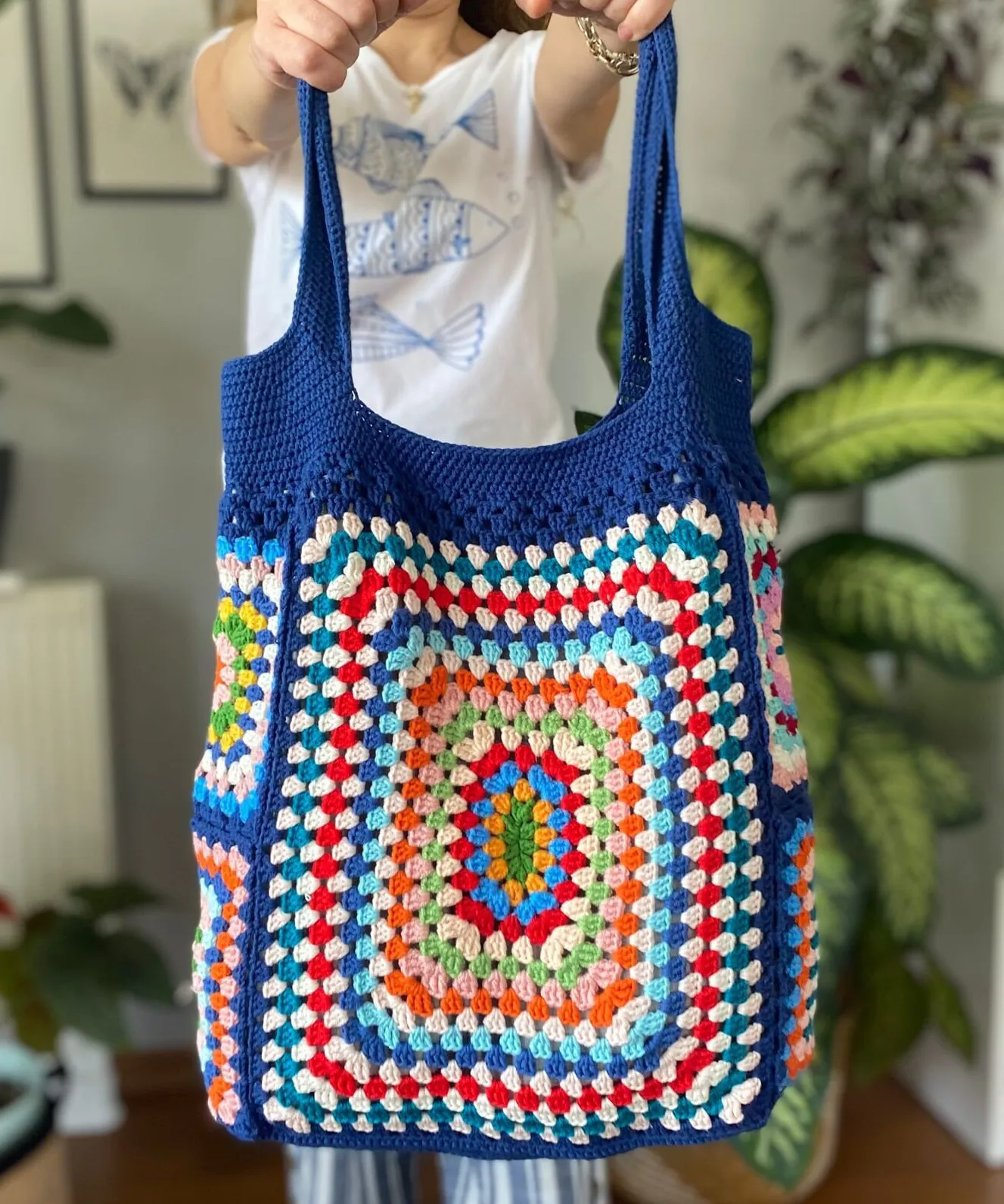 Sacs de soirée Crochet Granny Square Blue Sac Femmes Sacs à main Mignon Tricot Bourse Hippie Bohemian Épaule Summer Beach Cadeau pour elle 230908