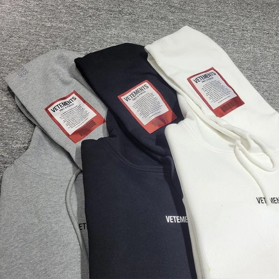 Sweats à capuche pour hommes Sweatshirts VETEMENTS à capuche 1 1 haute qualité surdimensionné étiquette brodée sweats à capuche à col rond hommes 230909