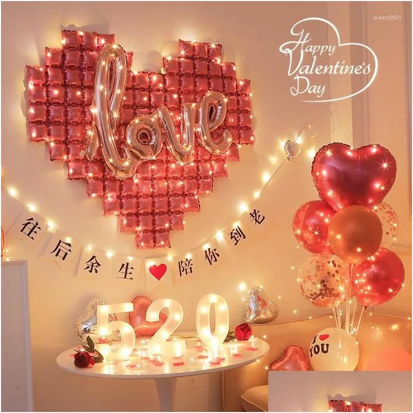 Dinnerware Sets Birthday Confession Love Balloon Background Wall Decoration Set Drop Delivery Home Garden Kitchen Dining Bar Dhrup