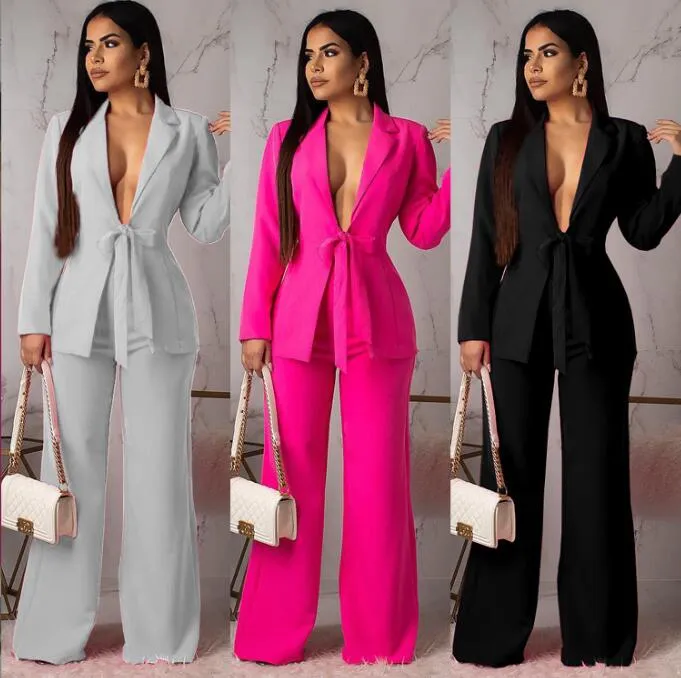 New Spring Ladies Suit Waist Tie Small Suit Fashion Casual Professional Women Two-piece Suit Suit Women Blazer Set Womens Suit