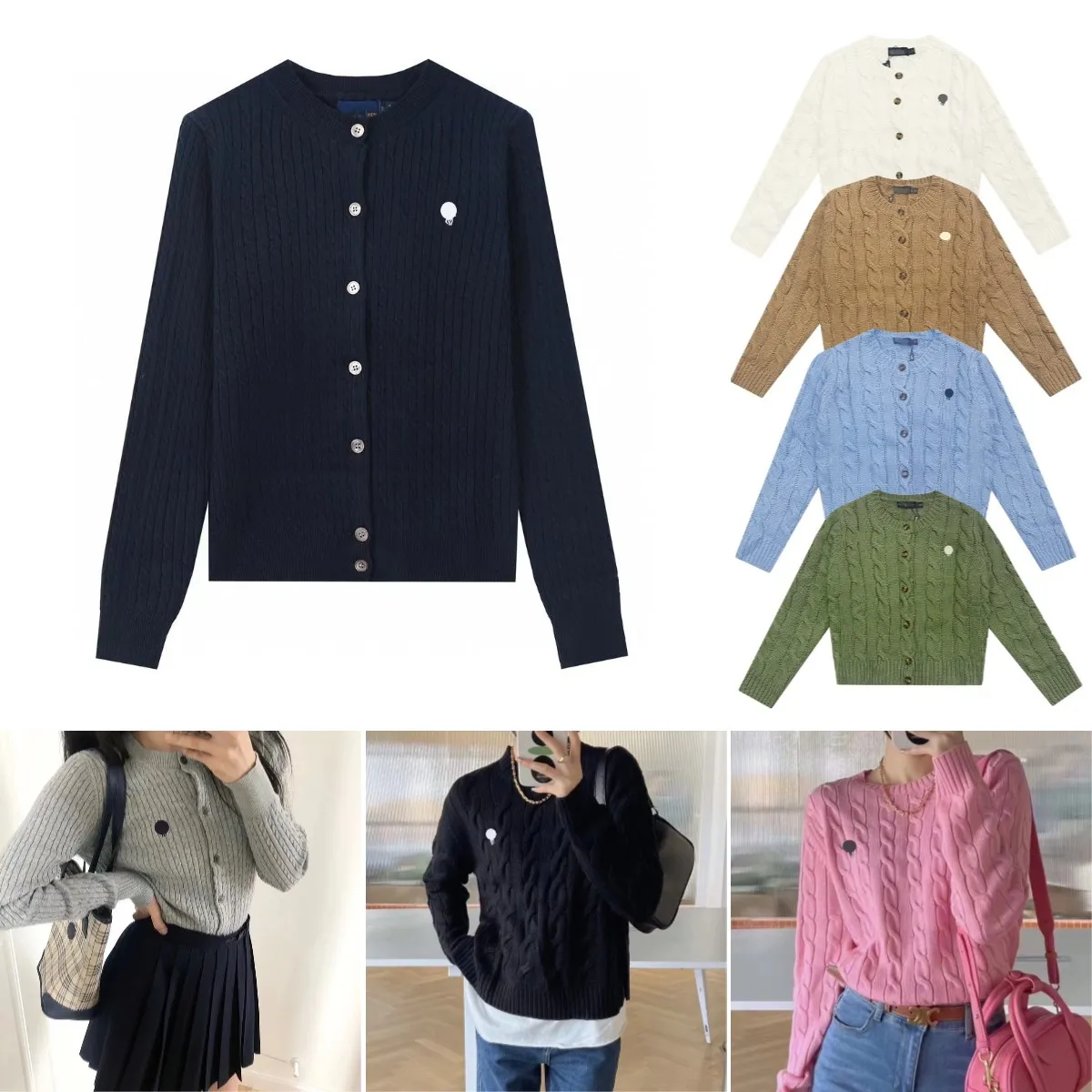 Suéteres para mujeres Hombres Diseñador Mujeres Polo Suéter Laurens Cardigan Manga larga Hoode Punto Caballo Hombres Sudaderas Moda Bordado Top