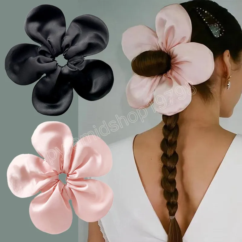 Chouchous à fleurs Extra-Large pour femmes, bandeau élastique épais surdimensionné, attaches pour cheveux, porte-queue de cheval, couvre-chef pour femmes