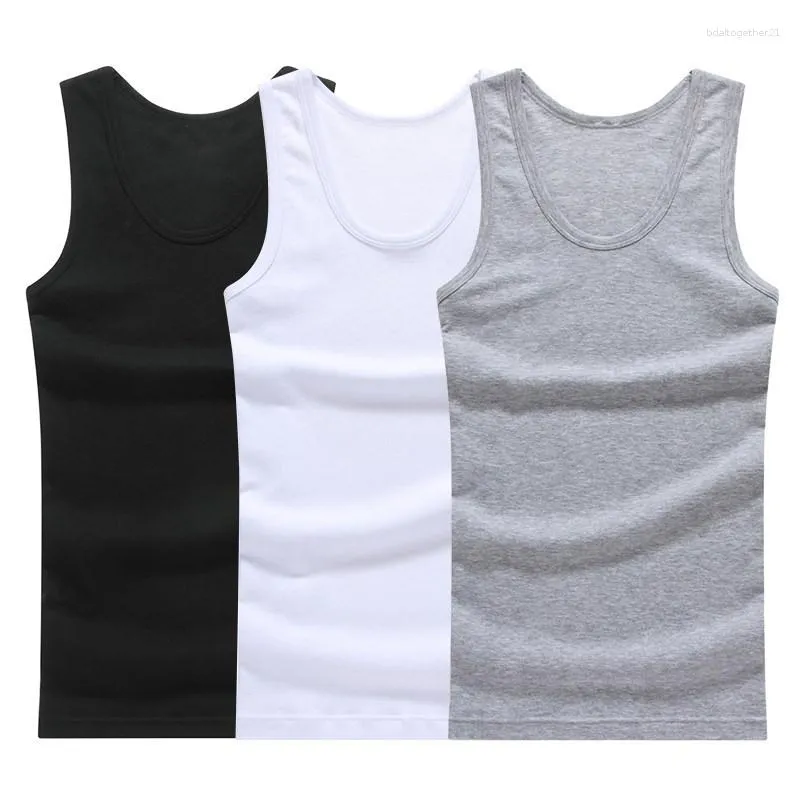 Męskie topy czołgowe 3PC / bawełniane męskie rękawowe topy solidne kamizelki mięśni Undershirts O Neck Gymblothing Tees Whorl