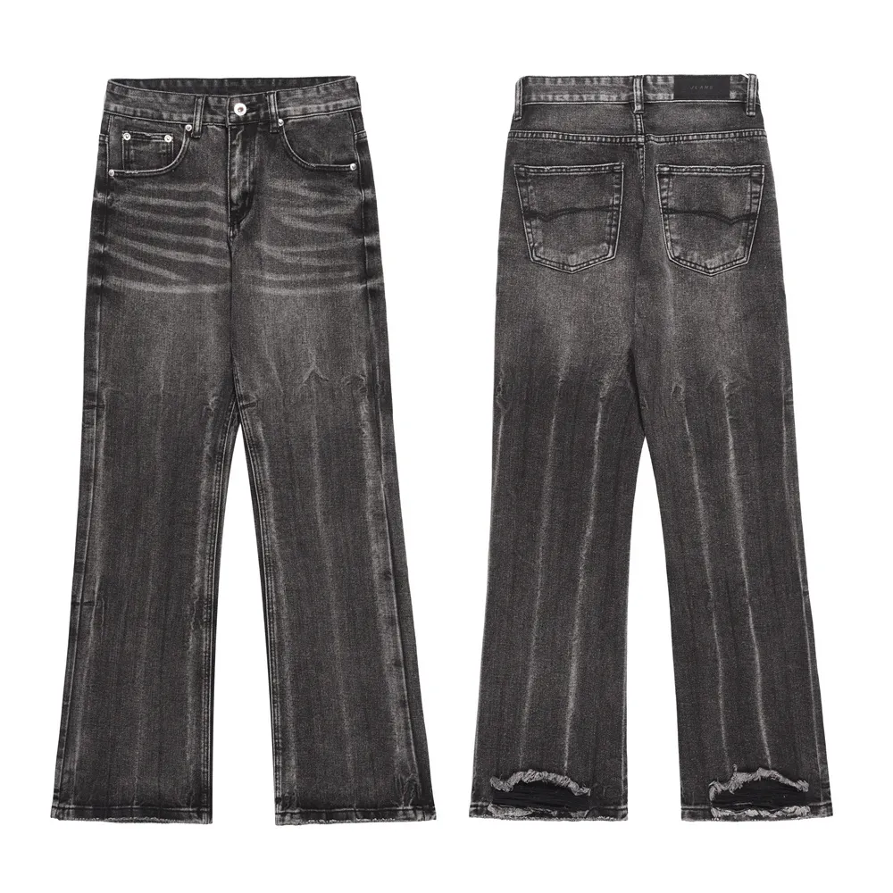 Black Loose Flared Wide Leg Mens Jeans: Vintage Y2K
