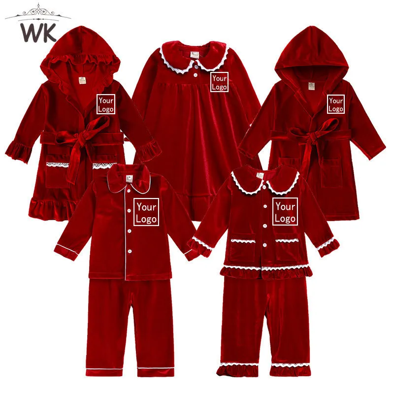 Clothing Sets Toddler Baby Boys Girls Velvet Christmas Pajamas Set Kids Winter Holiday Suit Add Your Text Name Sleepwear Customized 230909