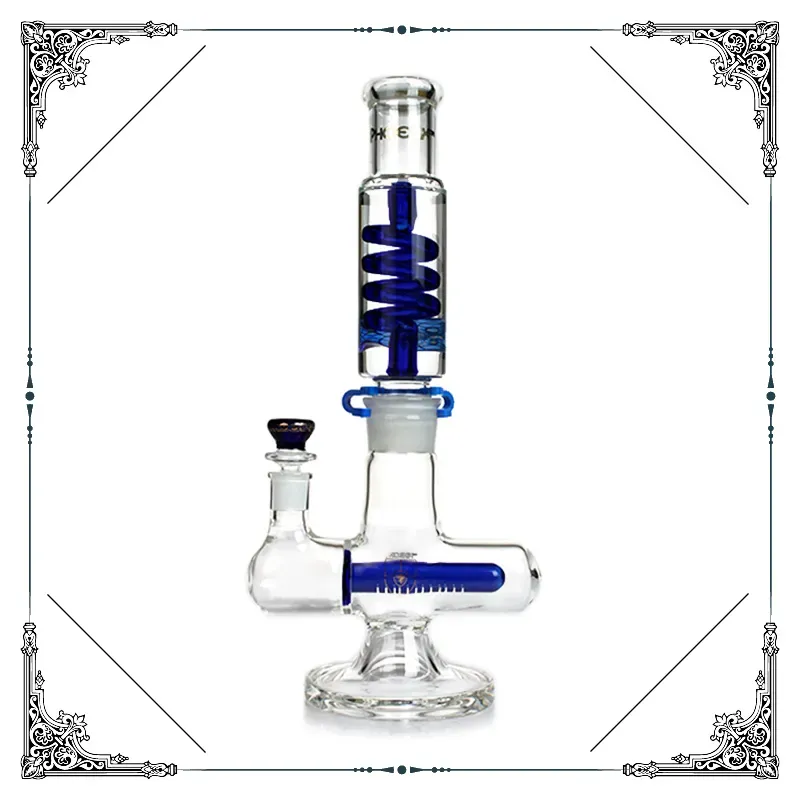 14'' Phoenix glass water bong with glycerin freezable coil bong inline percolator glass bongs smoking glass pipe fab  built a bong hookah