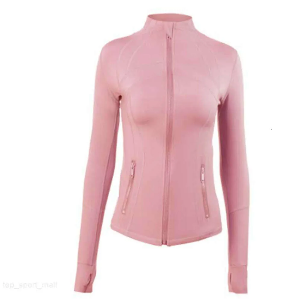 LU-06 Veste de yoga à manches longues pour femmes, couleur unie, couleur chair, sport, façonnage, taille serrée, vestes de fitness, jogging ample, vêtements de sport, fermeture éclair, col montant, fermeture éclair, bon