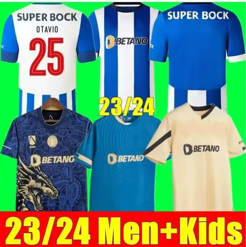 23 24 FC Portos voetbalshirt editie training 2023 2024 thuis uit geel 130e verjaardag CAMPEOES PEPE MEHDI LUIS DIAZ voetbalshirt voor heren, kindertenue