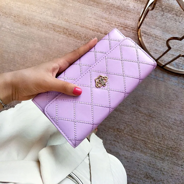 Nya plånbok kvinnors handväska koreansk spänne diamant plånbok krona plånbok broderade långa väskor kvinnor