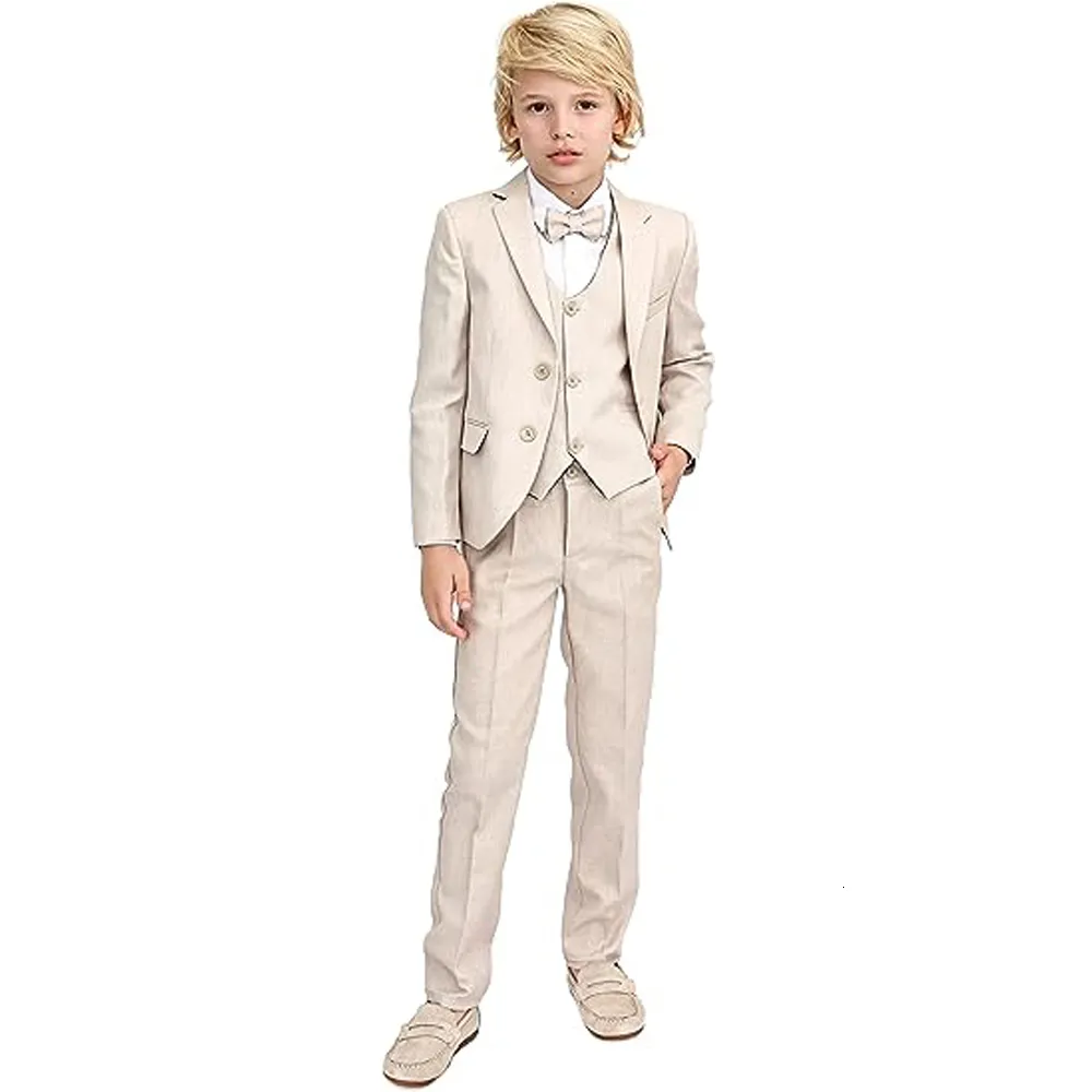 Suits Boys 3 Pieces Single Breasted Kids Jacket Vest Pants Formal Wedding Tuxedo Party Blazer Notched Lapel Child Slim Fit Dress 230909