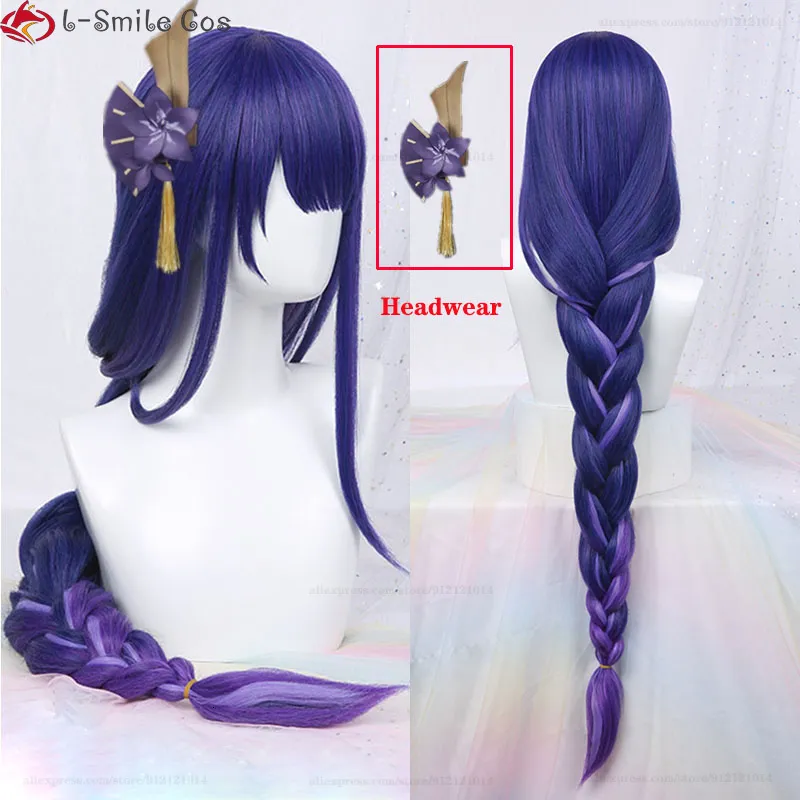 Perruques de cosplay Game Genshin Impact Raiden Shogun, perruque de Cosplay Beelzebul violette, cheveux synthétiques longs résistants à la chaleur, perruques Baal de fête, bonnet de perruque 230908