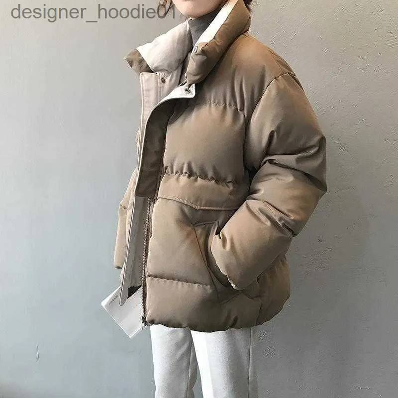 Women's Down Femmes vers le bas 2021 hiver veste femmes Streetwear polyester fermeture éclair droite 3 couleur unie rembourré manteau femme chaud Jaqueta Feminina L230911