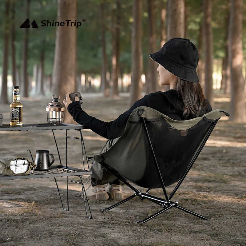 Mobili da campeggio ShineTrip Tenda da campeggio per esterni sedia da campeggio reclinabile da spiaggia in alluminio leggero portatile HKD230909