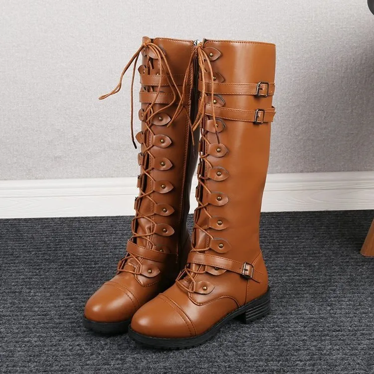 Knee high lace up winter boots hotsell