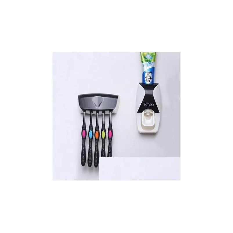 Tandborstehållare 1Set Fashion Matic Tootaste Dispenser Family Holder 5 Badrum hushåll väggmontering Standverktyg Drop Delivery Hom Oteqj