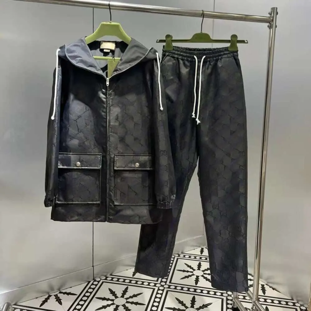 Luxury Designer Jacket Pants Suit G Letter Dark Jacquard Sport Set Men Women Hooded Jackets Sweatpants Two Piece Set Dragklapp Mäns träningsdräkt