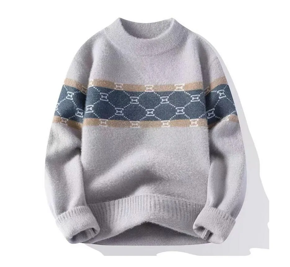 Pullover tröja långärmad tröja tröja broderi stickad man kläder vinterkläder män designer broderade tröjor 1gpni